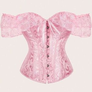 NEW!!! Women Corset Body Shape / Pink Lace Off-Shoulder Corset size S/M